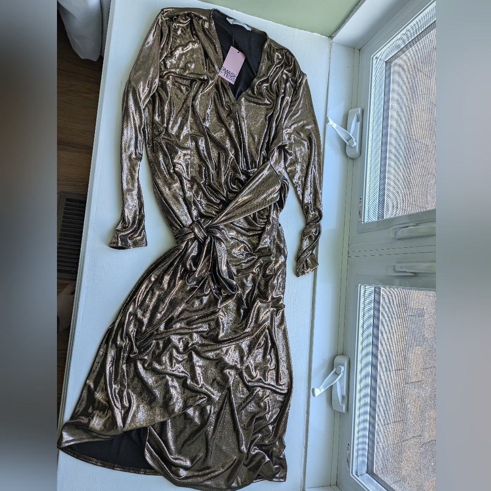 NWT Smash & Tess Gold Wrap Dress